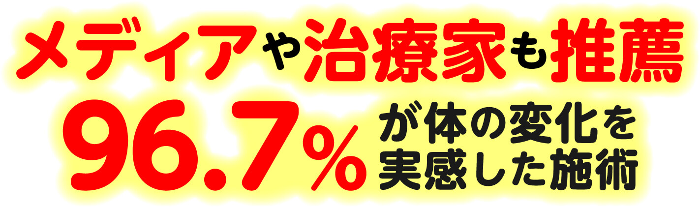 メディアや治療家も推薦96.7%が体の変化を実感した施術